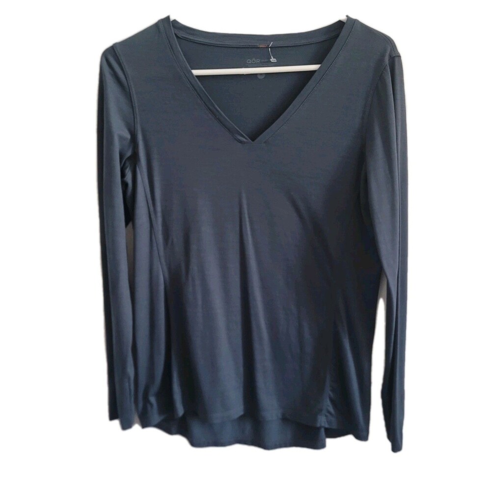QOR  Women Size M Long Sleeve  Merino wool Nylon Outdoor V Neck T Shirt